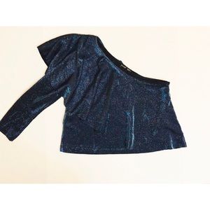 ZARA One Sleeve Crop Top w/ Ruffles